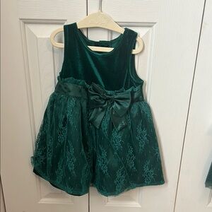 Green Velvet and Lace Dress